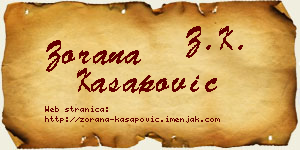 Zorana Kasapović vizit kartica